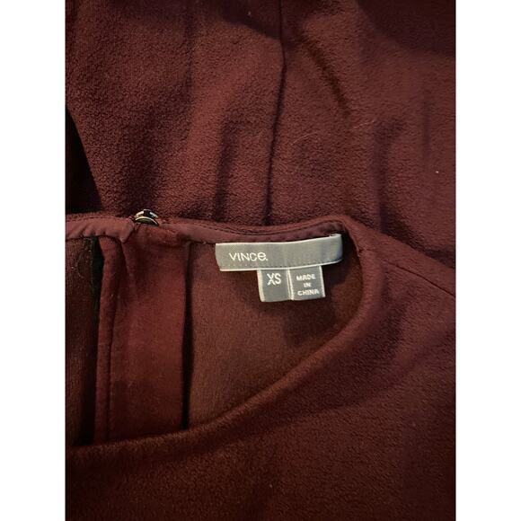 Vince Burgundy Three-Quarter Sleeve Sheath Dress Size XS - Stretch Knit - Picture 7 of 9